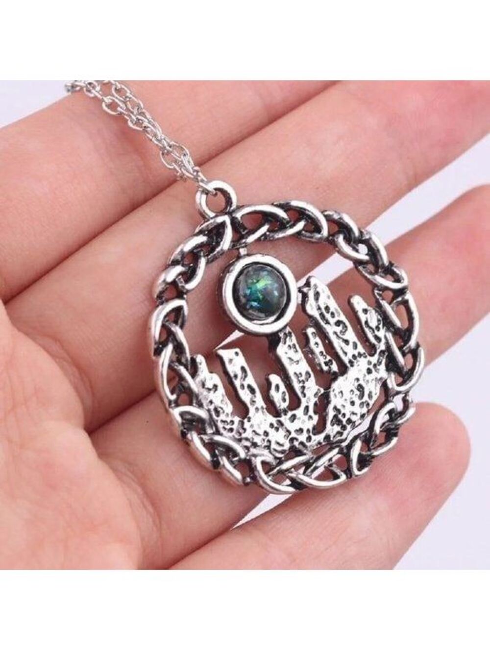 Outlander Stone Circle Amulet Stonehenge Opal Gemstone Pendant Necklace